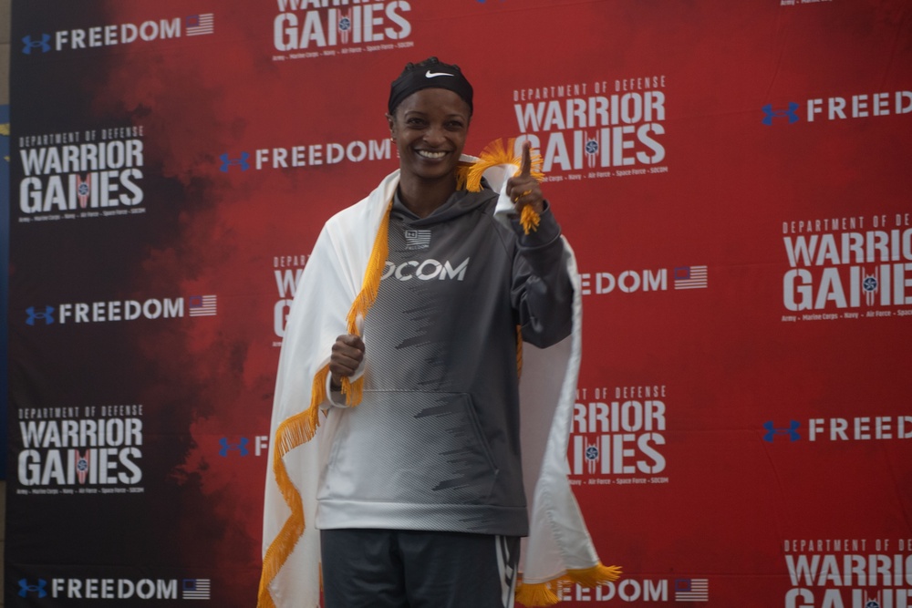 USSOCOM competes in the powerlifting competition during DoD’s 2023 Warrior Games Challenge