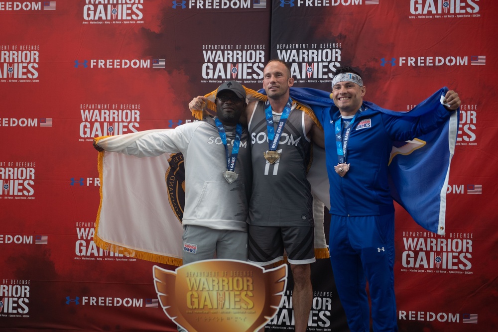 USSOCOM competes in the powerlifting competition during DoD’s 2023 Warrior Games Challenge