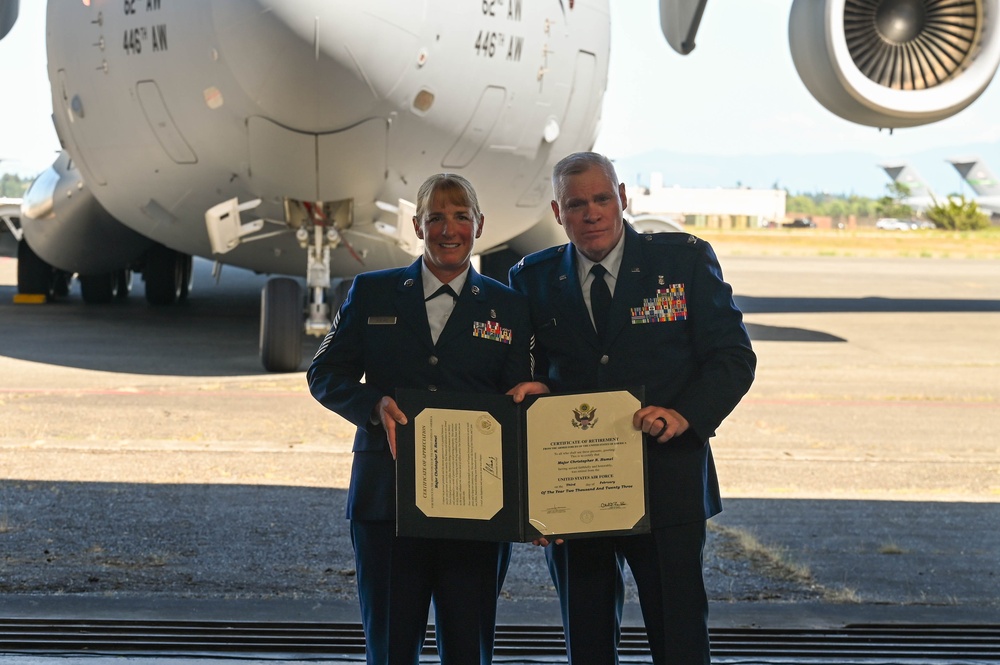 446th Aeromedical Staging Squadron hosts four in one Retirement Ceremony