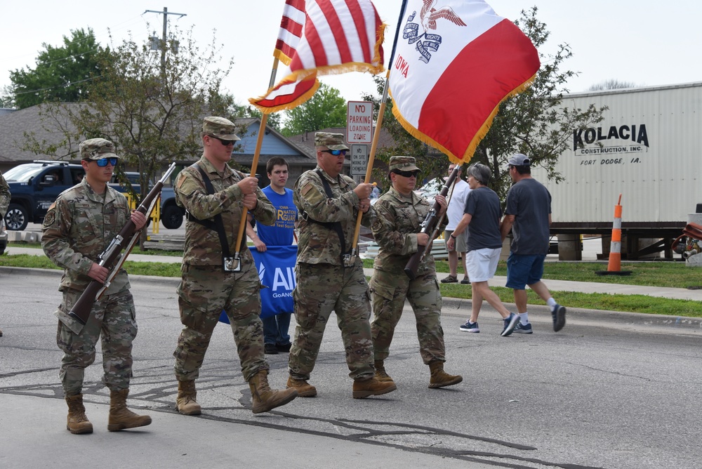 133rd Test Squadron Airmen march with the Colors