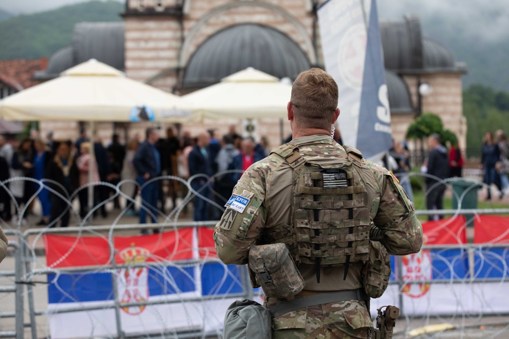 Kosovo Force Soldiers respond to protests in Kosovo