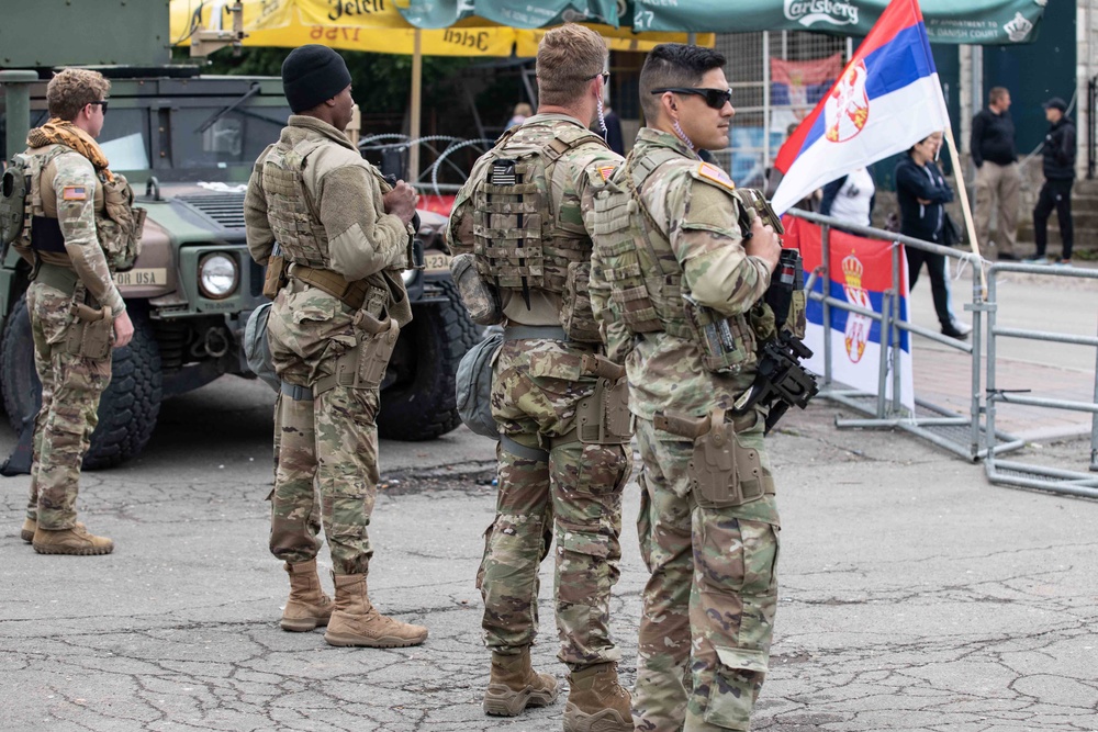 Kosovo Force Soldiers respond to protests in Kosovo