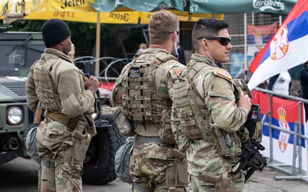 Kosovo Force Soldiers respond to protests in Kosovo