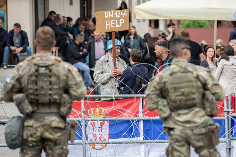 Kosovo Force Soldiers respond to protests in Kosovo