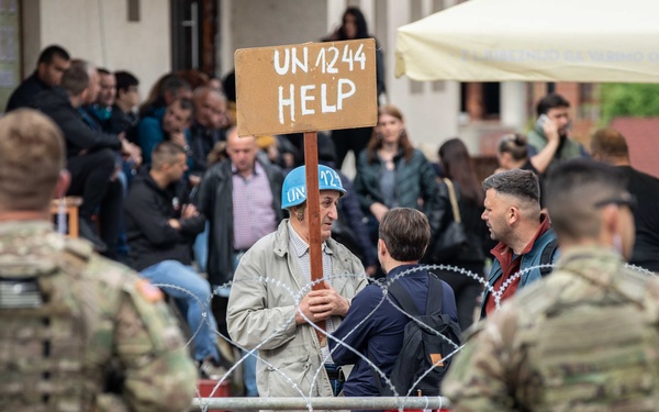 Kosovo Force Soldiers respond to protests in Kosovo