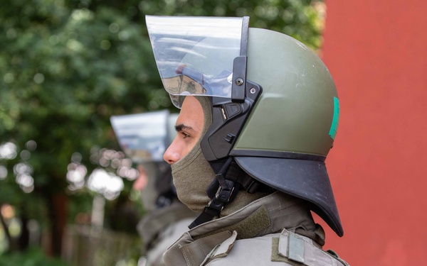 Kosovo Force Soldiers respond to protests in Kosovo