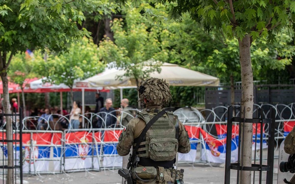 Kosovo Force Soldiers respond to protests in Kosovo