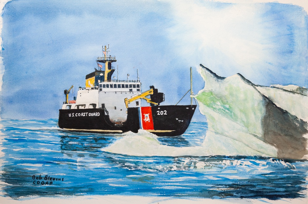 US Coast Guard Art Program 2023 Collection, Ob ID # 202301, &quot;Cutter WILLOW breaks ide,&quot; Robert Blevins, (1 of 38)