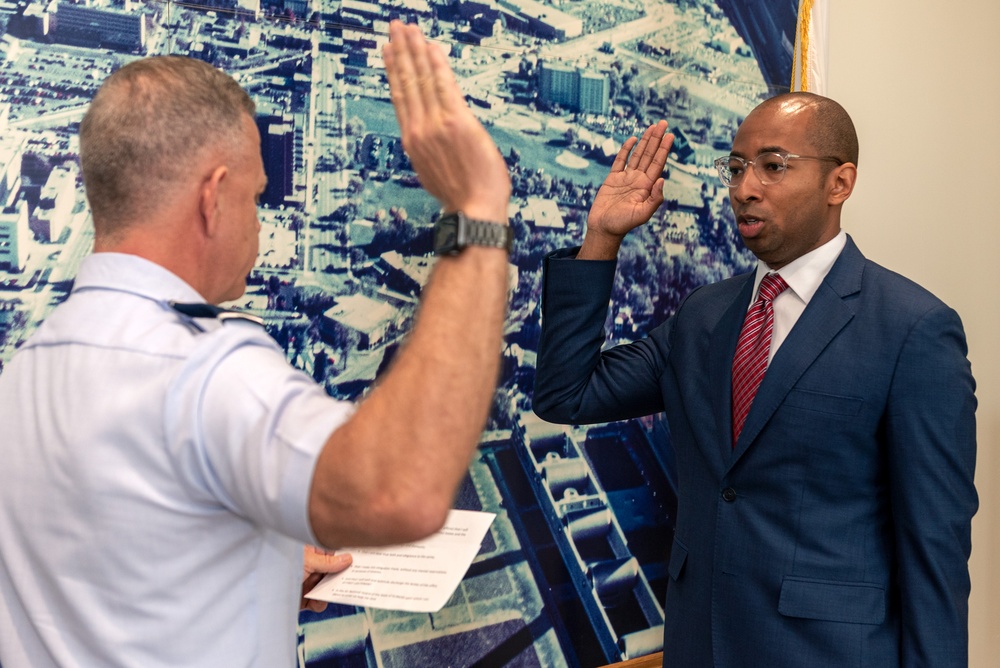 Christian Mitchell commissions as first lieutenant with 182nd Airlift Wing judge advocate section June 4, 2023