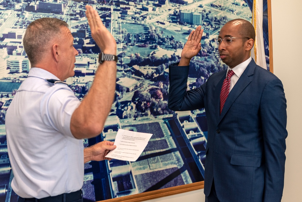 Christian Mitchell commissions as first lieutenant with 182nd Airlift Wing judge advocate section June 4, 2023