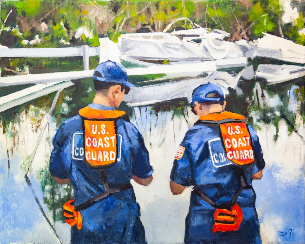 US Coast Guard Art Program 2023 Collection, Ob Id # 202304, &quot;Checking for environmental hazards,&quot; Amy Digi (4 of 38)