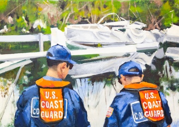US Coast Guard Art Program 2023 Collection, Ob Id # 202304, &quot;Checking for environmental hazards,&quot; Amy Digi (4 of 38)