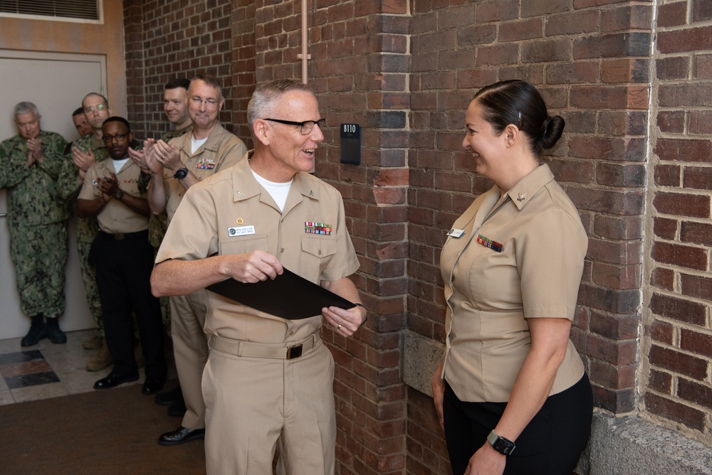 U.S. Navy Band holds E6 pinning ceremony for two Sailors