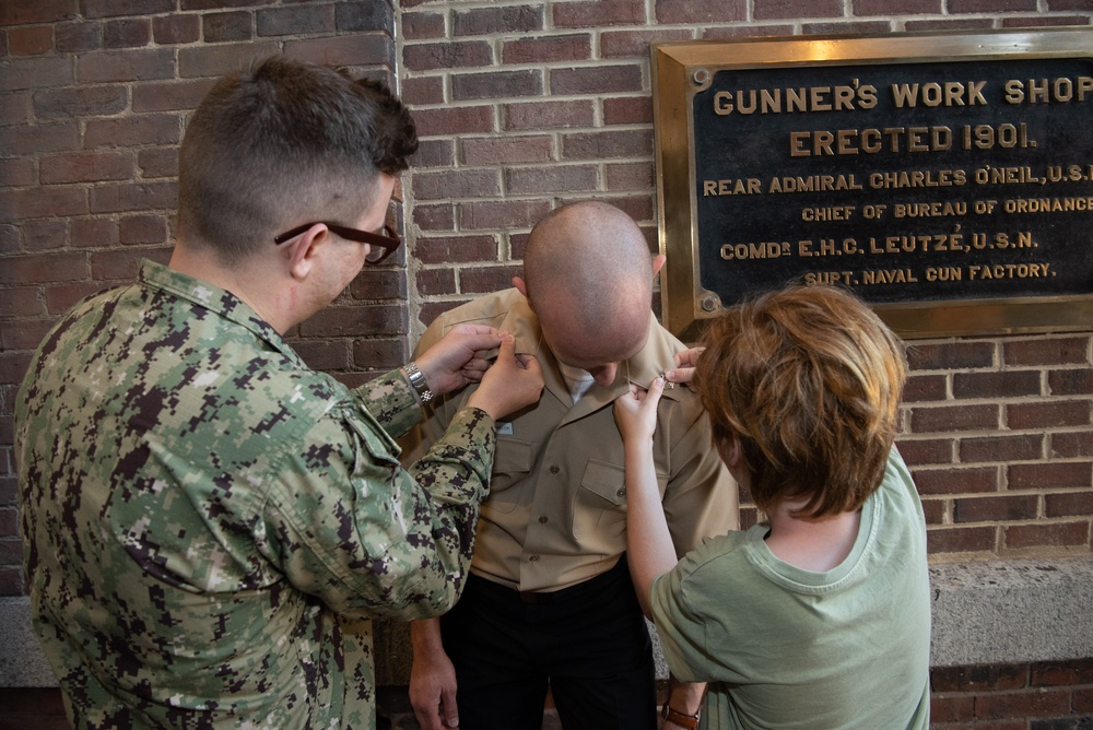 U.S. Navy Band holds E6 pinning ceremony for two Sailors