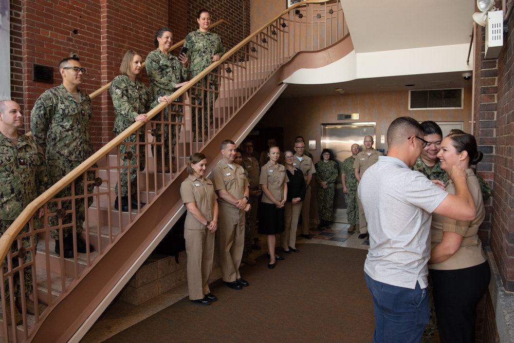U.S. Navy Band holds E6 pinning ceremony for two Sailors