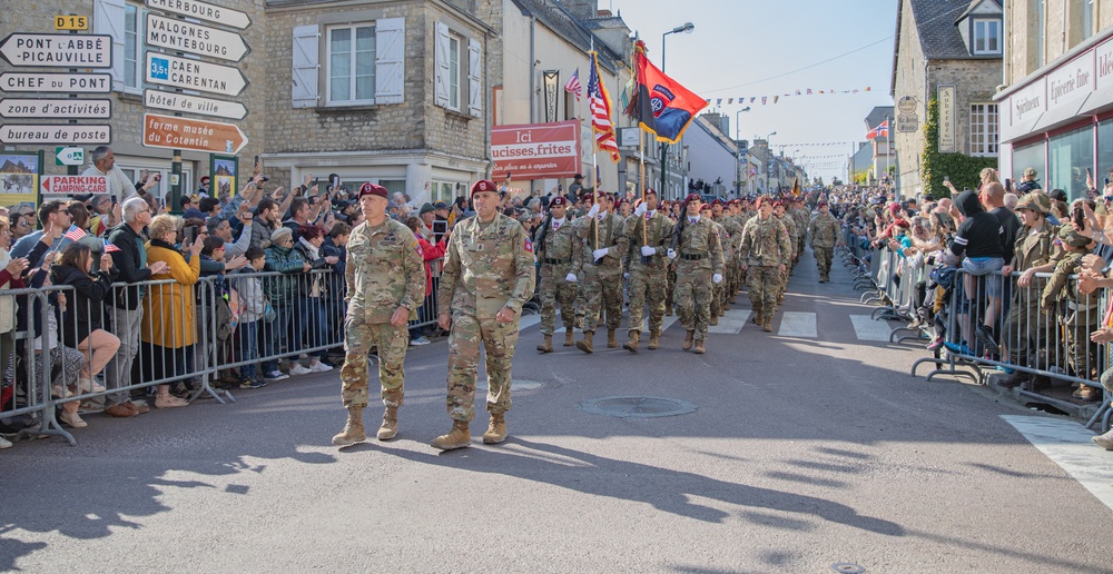 82nd Airborne Division Paratroopers Honored During St. Mere Eglise Parade