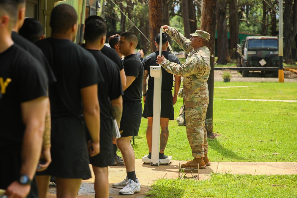 USARPAC BSC 2023: Soldiers Wait in line for Height and Weight
