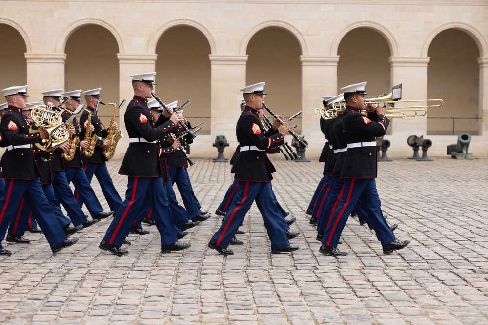 1st Marine Division band performs at Les Invalides