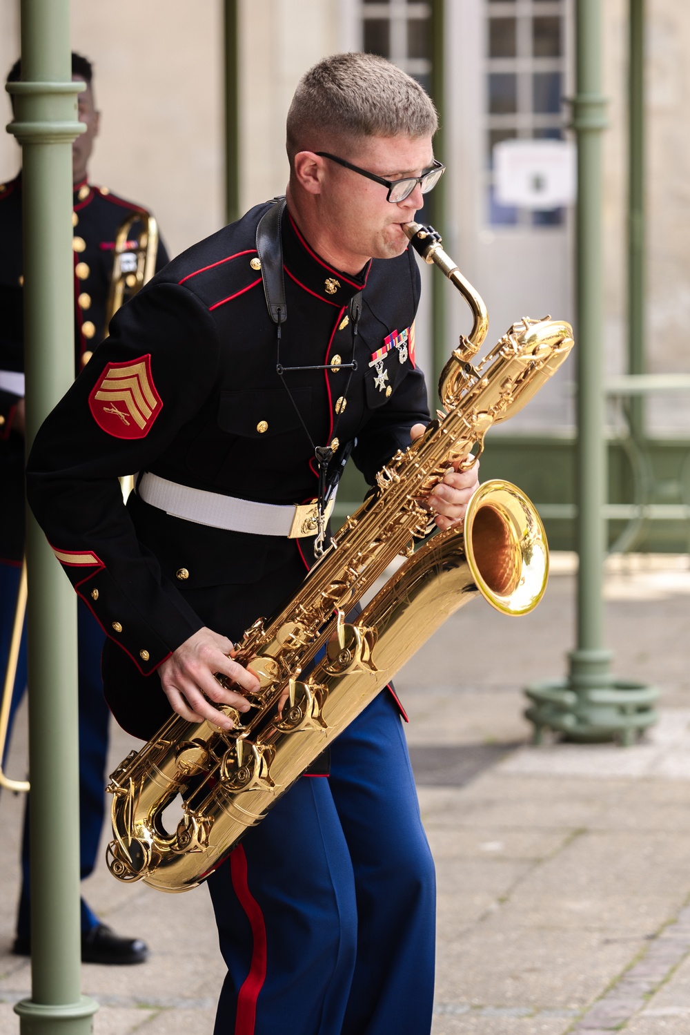 1st Marine Division band performs at Les Invalides