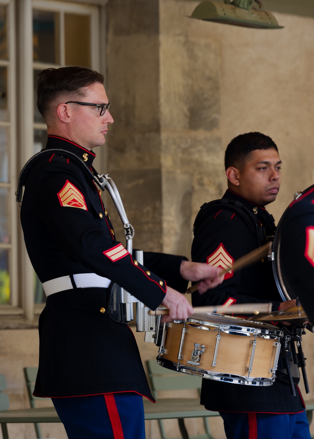 1st Marine Division band performs at Les Invalides