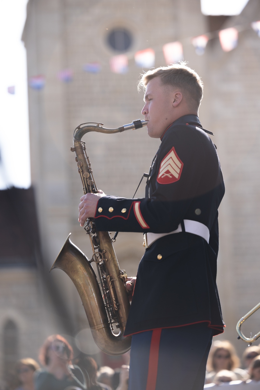 1st Marine Division band performs at Chateau-Thierry