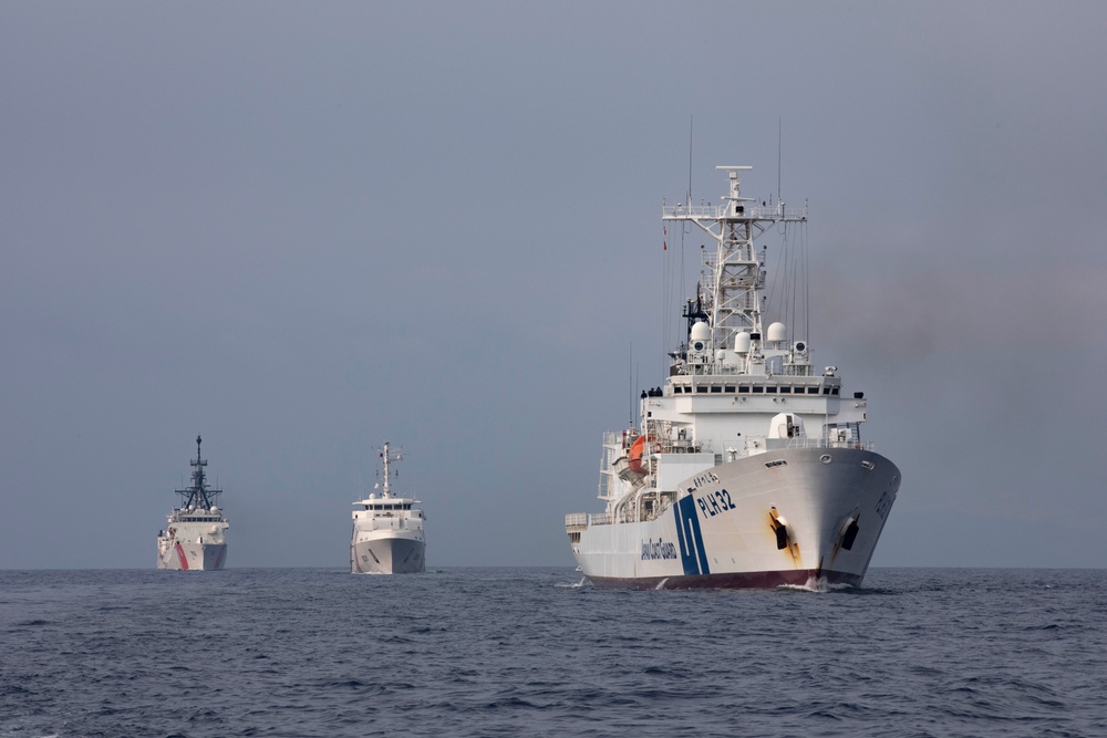 U.S. Coast Guard Cutter Stratton Conducts a Trilateral Engagement with Japan and Philippine Coast Guards