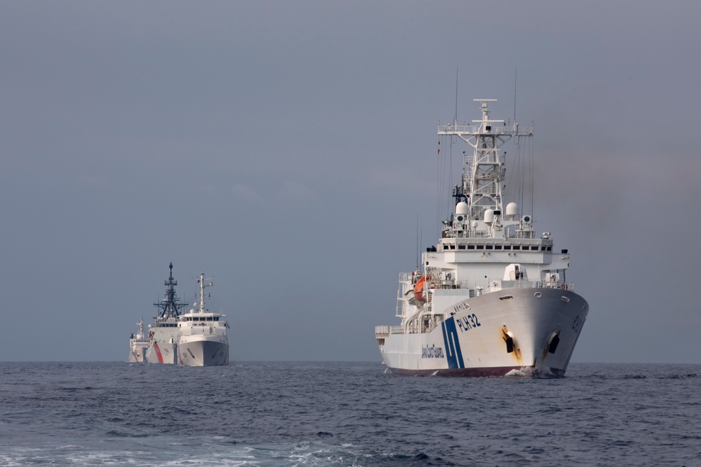 U.S. Coast Guard Cutter Stratton Conducts a Trilateral Engagement with Japan and Philippine Coast Guards