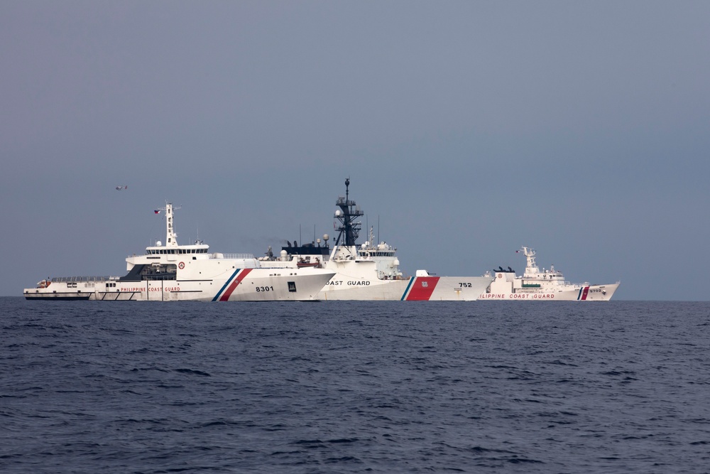 U.S. Coast Guard Cutter Stratton Conducts a Trilateral Engagement with Japan and Philippine Coast Guards