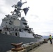 Arleigh Burke-class guided-missile destroyer USS Momsen (DDG 92) pulls into port at Homer, Alaska