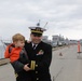 Arleigh Burke-class guided-missile destroyer USS Momsen (DDG 92) pulls into port at Homer, Alaska