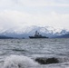 Arleigh Burke-class guided-missile destroyer USS Momsen (DDG 92) pulls into port at Homer, Alaska