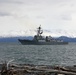 Arleigh Burke-class guided-missile destroyer USS Momsen (DDG 92) pulls into port at Homer, Alaska