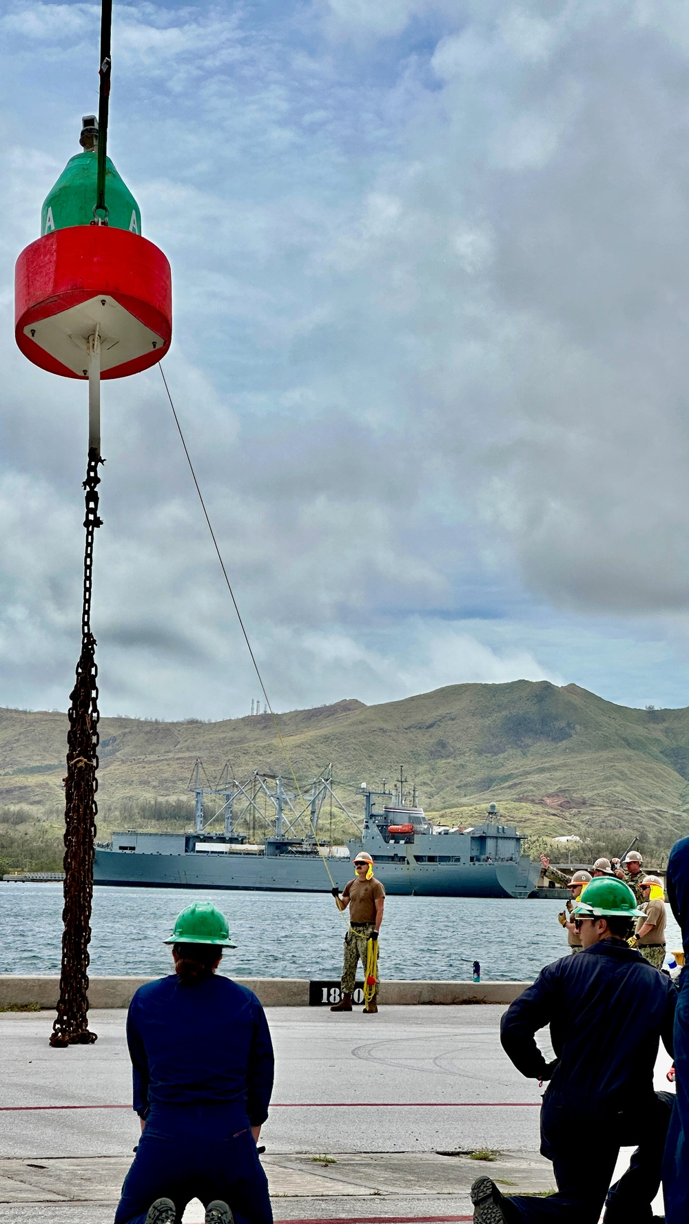 Joint team refloat and relocate aids to navigation in inner Apra Harbor