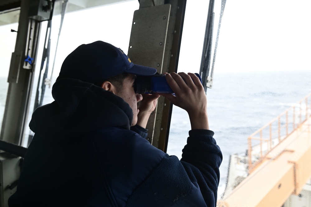 U.S. Coast Guard Cutter Sycamore crew en route to Exercise Argus