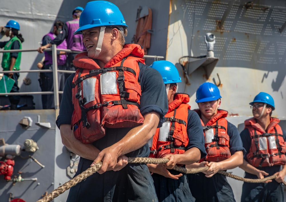 USS McFaul Conducts a Replenishment at Sea