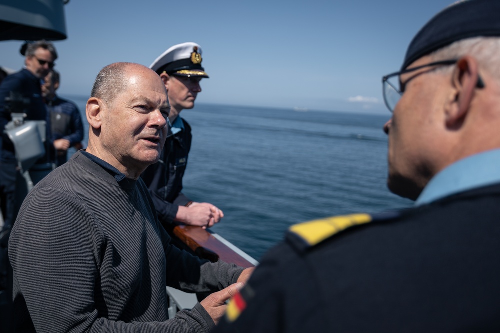 German Chancellor Olaf Scholz visits SNMG1 during BALTOPS23