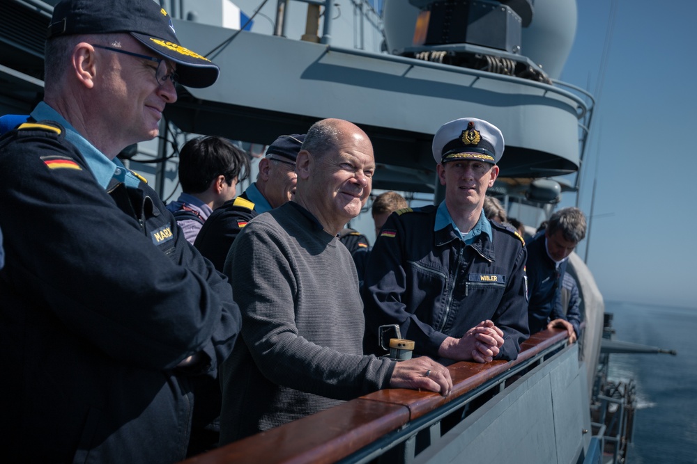 German Chancellor Olaf Scholz visits SNMG1 during BALTOPS23