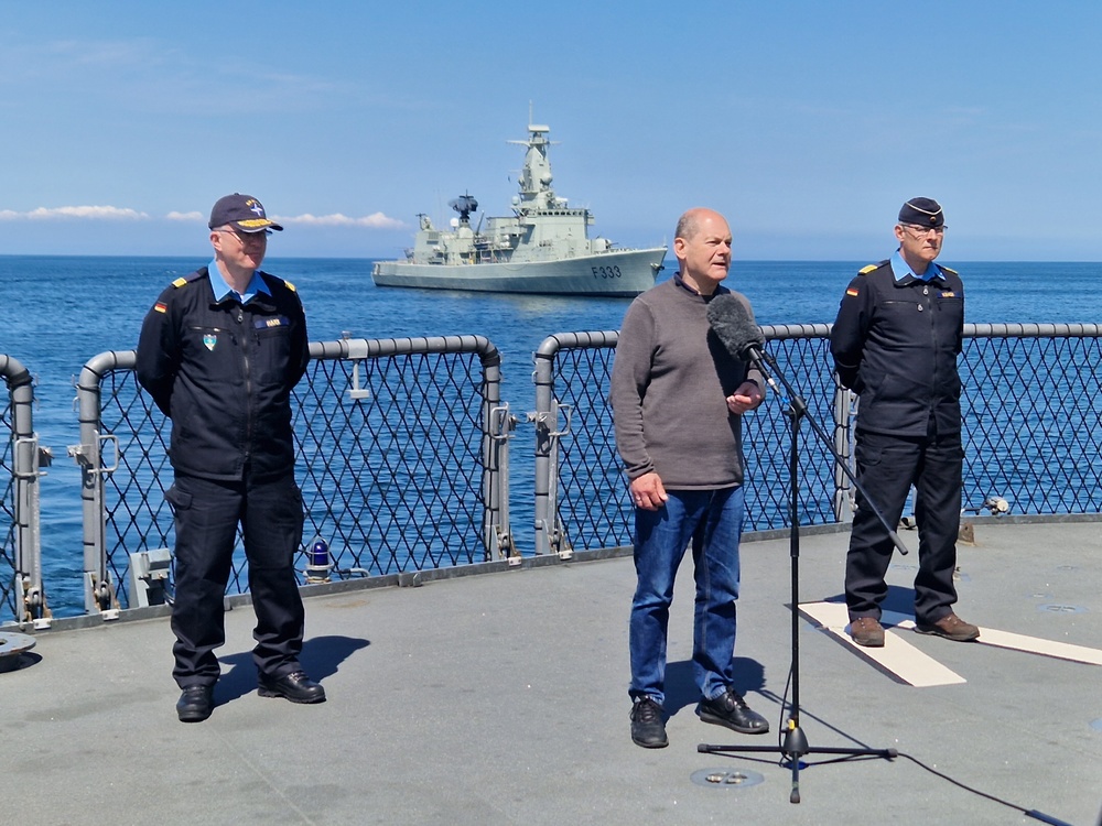 German Chancellor Olaf Scholz visits SNMG1 during BALTOPS23