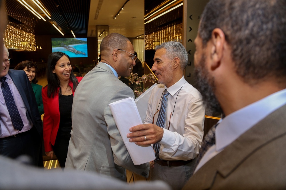 USAID Counselor Clinton White, Acting Assistant Administrator Andrew Plitt, and Chief Digital Democracy and Rights officer Vera Zakem met with representatives from Libya’s General Electric Company and Renewable Energy Authority.