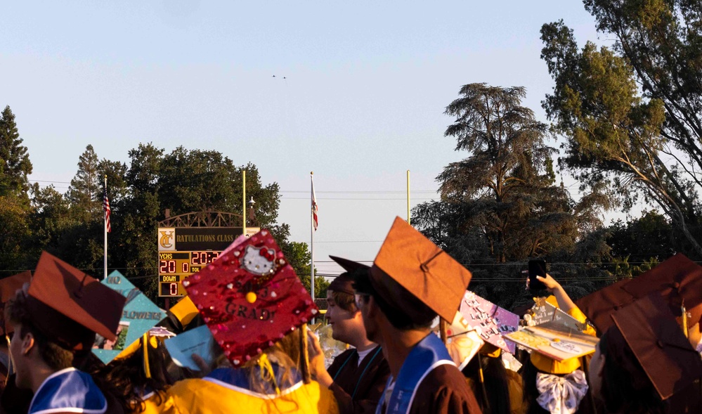 T-38A Two Ship Formation performs flyover of Yuba City High School's 100th Graduating Class