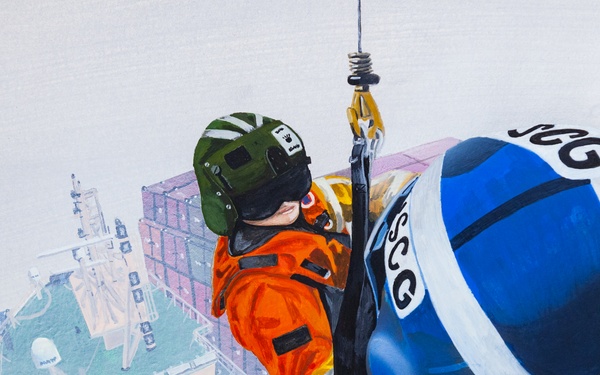 US Coast Guard Art Program 2023 Collection, Ob Id # 202307, "Rescue in California," Don Hatcher (7 of 38)