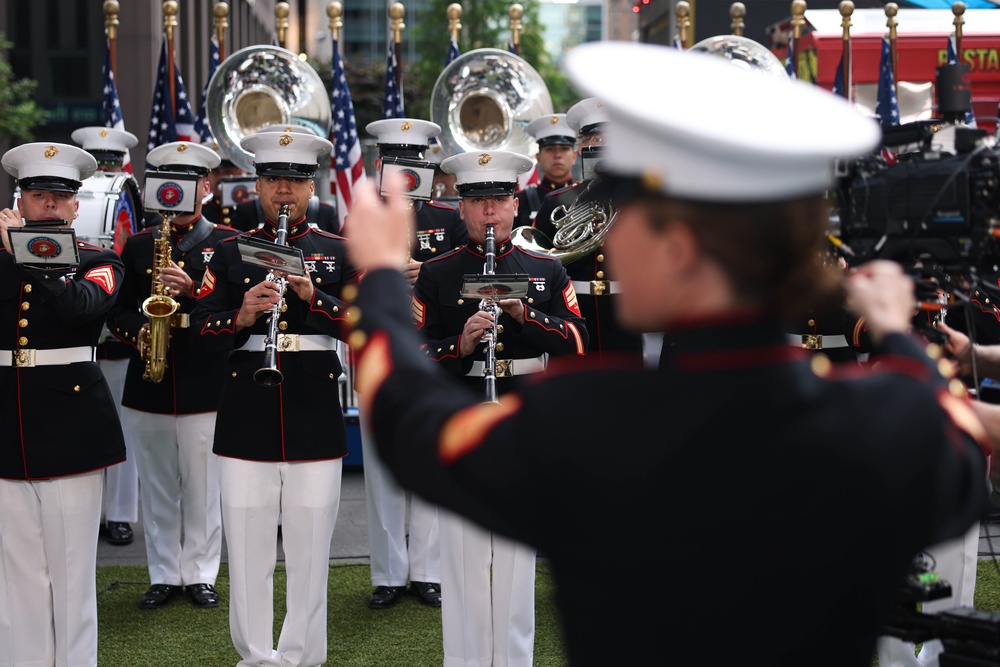 Quantico Marine Band performs on Fox News in New York during Fleet Week