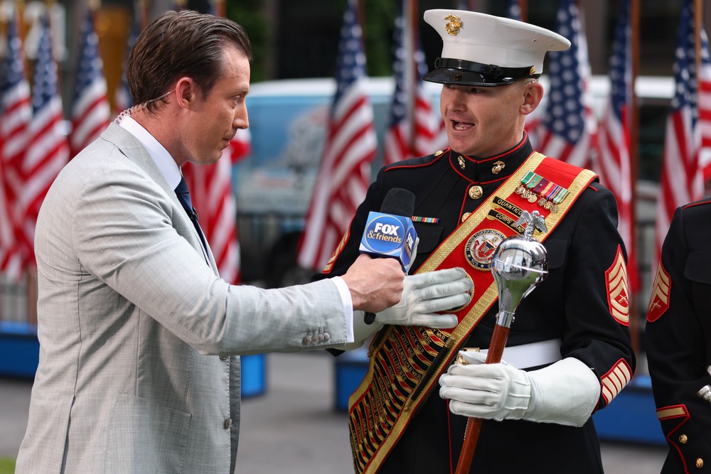 Quantico Marine Band performs on Fox News in New York during Fleet Week