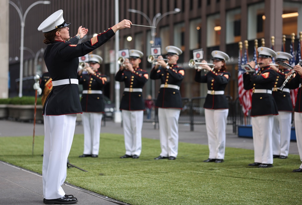 Quantico Marine Band performs on Fox News in New York during Fleet Week