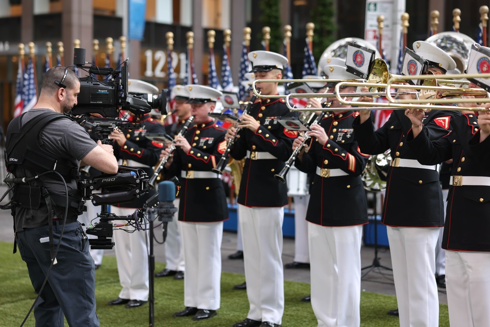 Quantico Marine Band performs on Fox News in New York during Fleet Week