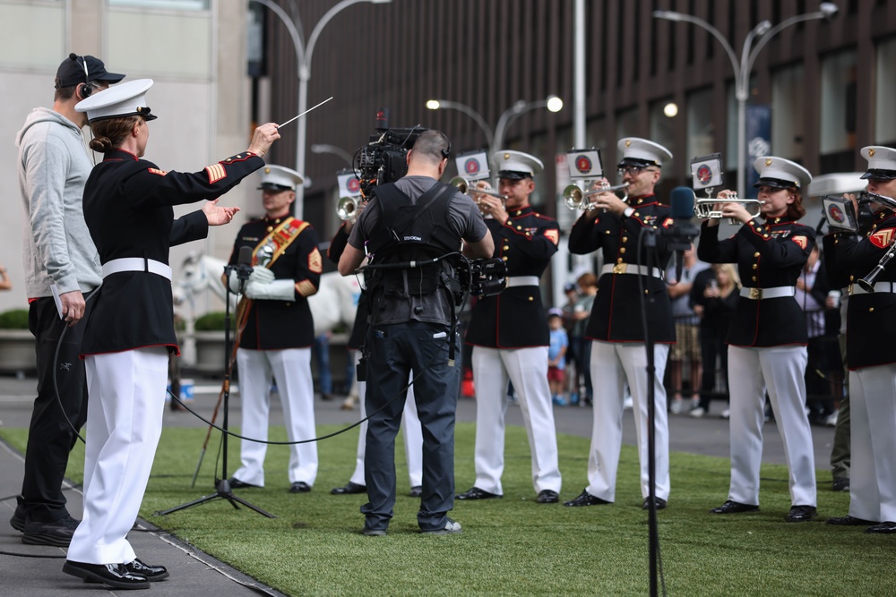 Quantico Marine Band performs on Fox News in New York during Fleet Week