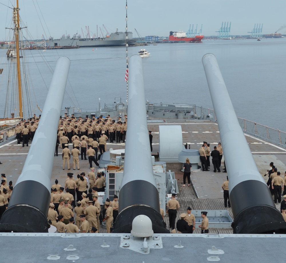 Naval Museum hosts a promotion ceremony aboard the Battleship Wisconsin