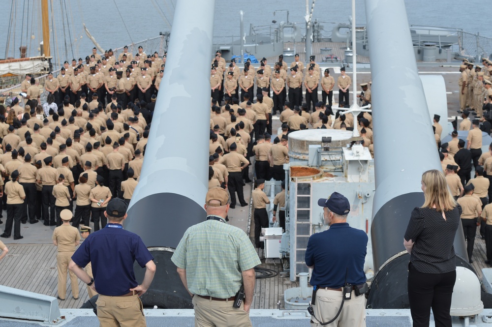 Naval Museum hosts a mass promotion ceremony aboard the Battleship Wisconsin