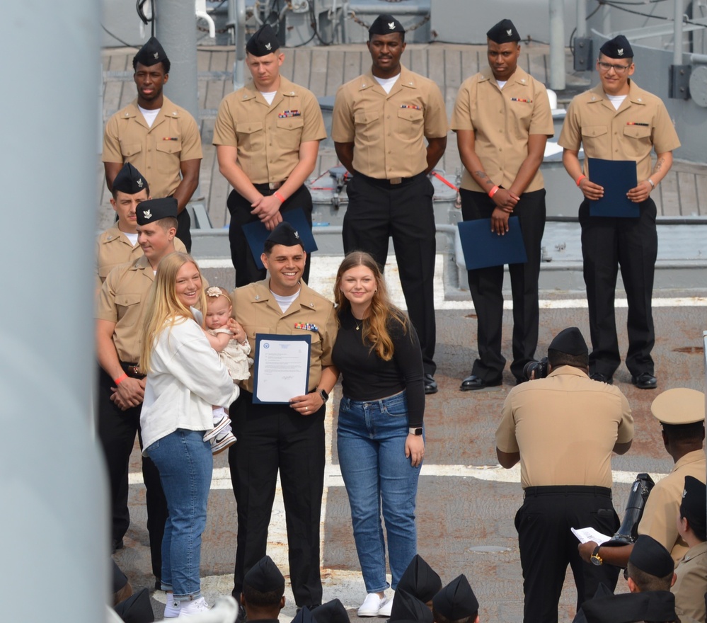 Naval Museum hosts a mass promotion ceremony aboard the Battleship Wisconsin