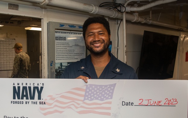 ESL Sailor Receives SRB Check